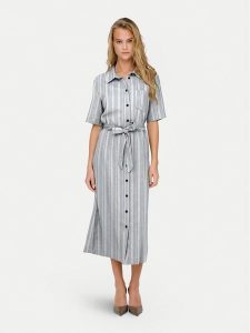 ONLY Sukienka koszulowa Caro 15338884 Niebieski Regular Fit. Niebieskie kombinezony ONLY, xs, bez wzorów, ze lnu, bez kołnierzyka, bez ramiączek. Za 89,99 zł.