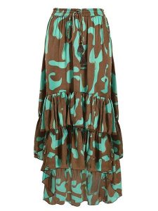 BLE Spódnica w kolorze turkusowo-jasnobrązowym rozmiar: S/M. Brązowe spódnice BLE, m, bez wzorów, midi. Za 104,89 zł.