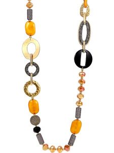 LA CHIQUITA Pozłacany naszyjnik z kryształami i bursztynami - dł. 90 cm rozmiar: onesize. Żółte naszyjniki LA CHIQUITA, z bursztynem, pozłacane. Za 122,09 zł.