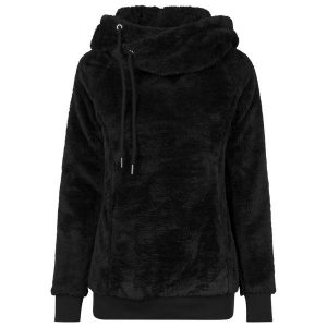 Długa Bluza Z Kapturem Damska Teddy Fleece. Czarne bluzy Urban Classics, bez wzorów, z kapturem. Za 170,99 zł.