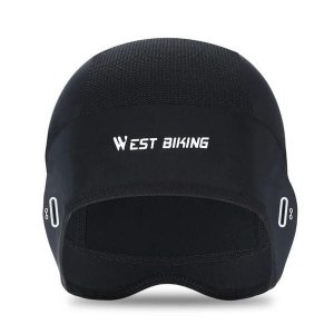 Czapka 'Lato Chłodząca z Jedwabiu Lodowego Czarna. Czarne czapki WEST BIKING, bez wzorów, z jedwabiu, sportowe. Za 58,16 zł.