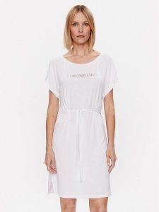 Emporio Armani Sukienka codzienna 262728 3R314 00010 Biały Regular Fit. Białe sukienki Emporio Armani, na co dzień, m, bez wzorów, z wiskozy, bez kołnierzyka, bez ramiączek, proste. Za 529,99 zł.