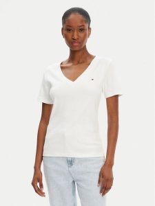 Tommy Hilfiger T-Shirt New Cody WW0WW40584 Écru Slim Fit. T-shirty TOMMY HILFIGER, xxs, bez wzorów, z bawełny, bez kołnierzyka, bez ramiączek. Za 149,99 zł.