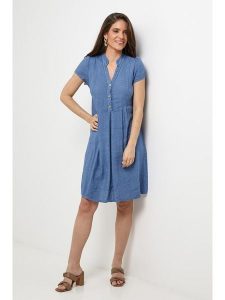 Le Monde du Lin Lniana sukienka w kolorze niebieskim rozmiar: 36/38. Niebieskie sukienki Le Monde du Lin, bez wzorów, ze lnu, bez kołnierzyka, bez ramiączek, midi. Za 165,99 zł.