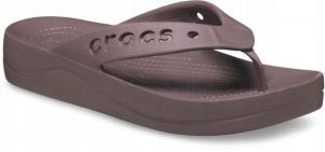 Japonki Dla Dorosłych Crocs Baya Platform Flip. Brązowe klapki Crocs, bez wzorów, z materiału, bez obcasa. Za 139,99 zł.