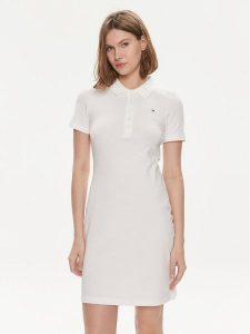 Tommy Hilfiger Sukienka codzienna 1985 WW0WW37853 Écru Slim Fit. Kombinezony TOMMY HILFIGER, s, bez wzorów, z bawełny, bez kołnierzyka, bez ramiączek. Za 399,99 zł.