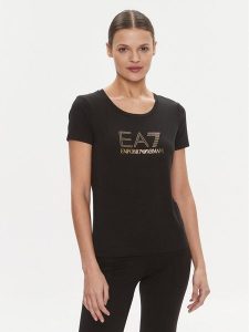 EA7 Emporio Armani T-Shirt 8NTT67 TJDQZ 1200 Czarny Skinny Fit. Czarne t-shirty EA7 Emporio Armani, xs, bez wzorów, z bawełny, bez kołnierzyka, bez ramiączek. Za 269,99 zł.