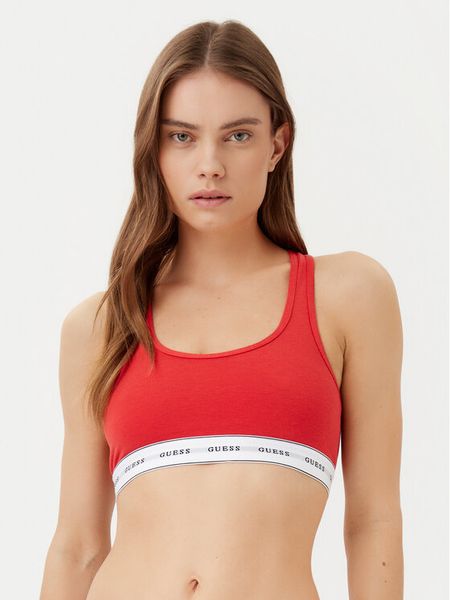 Guess Biustonosz top O97C01 KBBU1 Czerwony. Czerwone biustonosze Guess, z aplikacjami, z bawełny. Za 79,99 zł.
