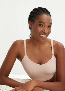 Biustonosz bustier bezszwowy Feel Comfort w prążek. Brązowe biustonosze bonprix, bez wzorów. Za 57,99 zł.