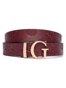 Guess Pasek w kolorze bordowym rozmiar: 95. Czerwone paski Guess, z aplikacjami, z materiału. Za 208,99 zł.