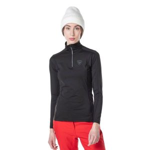 Koszulka termoaktywna Rossignol W Classique 1/2 Zip. Czarne koszule nocne Rossignol, bez wzorów, z dzianiny, bez ramiączek. Za 369,99 zł.