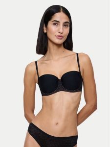 Triumph Biustonosz bardotka Signature Sheer 10224861 Czarny. Czarne biustonosze Triumph, bez wzorów, z syntetyku. Za 189,99 zł.