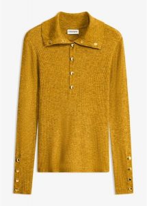 Sweter polo z wiskozą. Żółte swetry klasyczne bonprix, z wiskozy, bez kołnierzyka. Za 129,99 zł.
