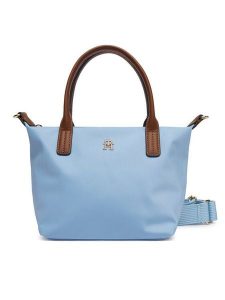 Tommy Hilfiger Torebka Popette Mini Tote AW0AW17709 Błękitny. Niebieskie torebki klasyczne TOMMY HILFIGER, bez wzorów, ze skóry, bez dodatków. Za 369,99 zł.