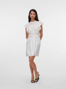 Vero Moda Sukienka w kolorze białym rozmiar: S. Białe sukienki Vero Moda, s, bez wzorów, z bawełny, bez kołnierzyka, bez ramiączek, mini. Za 61,46 zł.