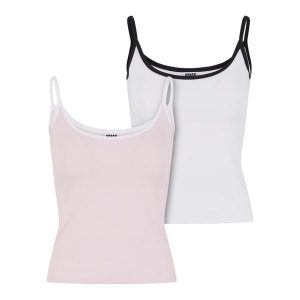 Damski tank top Urban Classics Contrast Basic (x2). Białe topy Urban Classics, bez wzorów, eleganckie, bez kołnierzyka, bez ramiączek. Za 152,50 zł.