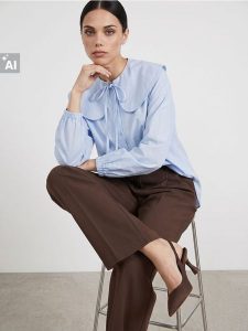 Bawełniana koszula z szerokim kołnierzem - błękitny. Niebieskie koszule Sinsay, l, bez wzorów, z bawełny, bez kołnierzyka, bez ramiączek. Za 59,99 zł.