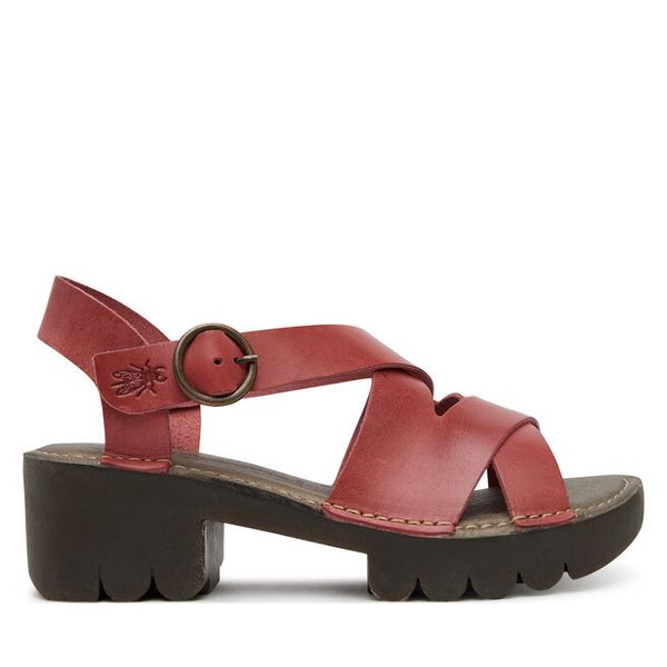 Sandały Fly London. Czerwone sandały Fly London, bez wzorów, bez obcasa, na słupku, bez zapięcia. Za 309,99 zł.