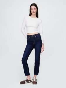GAP Dżinsy - Slim fit - w kolorze granatowym rozmiar: W29. Niebieskie jeansy GAP, bez wzorów, z podwyższonym stanem. Za 189,95 zł.