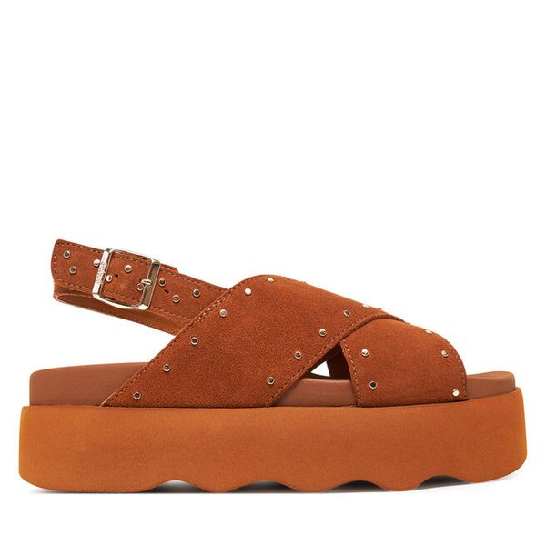 Sandały Scholl. Brązowe sandały Scholl, bez wzorów, bez obcasa, na płaskiej podeszwie, bez zapięcia. Za 489,99 zł.