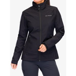 Kurtka softshell damska Vaude Cyclone Jacket VI. Czarne kurtki Vaude, bez wzorów, z softshellu, bez kaptura. Za 356,99 zł.