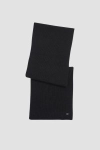 CALVIN KLEIN Czarny damski wełniany szalik z domieszką kaszmiru. Czarne szaliki Calvin Klein, bez wzorów, z kaszmiru. W wyprzedaży za 179,99 zł.