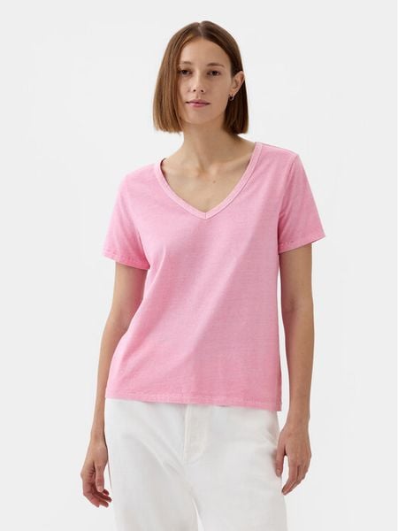 Gap T-Shirt 740140-67 Różowy Regular Fit. Czerwone t-shirty GAP, m, bez wzorów, z bawełny, bez kołnierzyka, bez ramiączek. Za 59,99 zł.