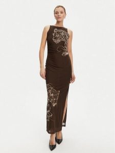 Guess Sukienka codzienna W5YK19 KCZC2 Brązowy Regular Fit. Brązowe kombinezony Guess, s, z aplikacjami, z syntetyku, bez kołnierzyka, bez ramiączek. Za 379,99 zł.