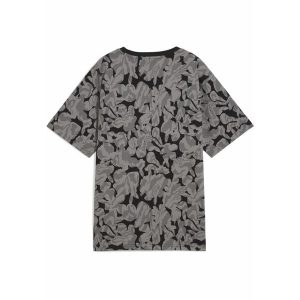 Damska koszulka ESS NATURE 2.0 Relaxed AOP PUMA Black. Czarne bluzki Puma, l, bez wzorów, z gumy, sportowe, bez kołnierzyka, bez ramiączek. W wyprzedaży za 79,00 zł.