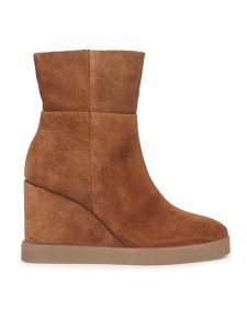 Geox Botki D Elidea Wedge D36VQB 00022 CD500 Brązowy. Brązowe botki Geox, bez wzorów, ze skóry, bez obcasa, na koturnie, bez zapięcia. Za 369,99 zł.