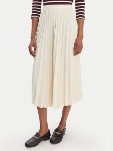 Tommy Hilfiger Spódnica plisowana WW0WW48538 Écru Regular Fit. Spódnice TOMMY HILFIGER, bez wzorów, z syntetyku. Za 489,99 zł.