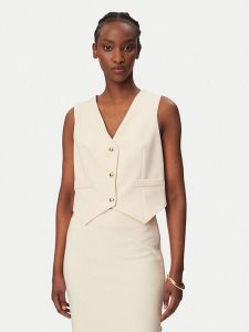 Rinascimento Kamizelka garniturowa CFC0128644003 Beżowy Regular Fit. Brązowe kamizelki Rinascimento, xl, bez wzorów, z syntetyku, bez kołnierzyka, bez ramiączek, bez kaptura. Za 399,99 zł.