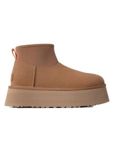 UGG Skórzane botki "Classic Mini Dipper" w kolorze jasnobrązowym rozmiar: 37. Brązowe botki Ugg, bez wzorów, ze skóry, bez obcasa, na platformie, bez zapięcia. Za 587,41 zł.