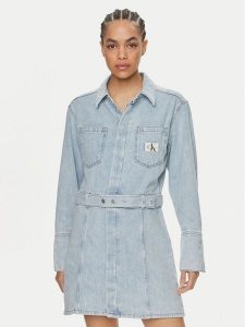 Calvin Klein Jeans Sukienka jeansowa J20J222784 Niebieski Regular Fit. Niebieskie kombinezony Calvin Klein Jeans, l, bez wzorów, z bawełny, bez kołnierzyka, bez ramiączek. Za 449,99 zł.