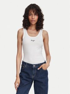 HUGO Top Damatank 50572293 Biały Extra Slim Fit. Białe topy Hugo, xl, bez wzorów, z bawełny, bez kołnierzyka, bez ramiączek. Za 129,99 zł.