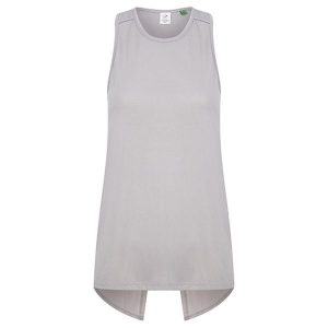 Koszulka Damska Z Odkrytymi Plecami. Szare bluzki TOMBO, bez wzorów, sportowe, bez kołnierzyka, bez ramiączek. Za 95,99 zł.