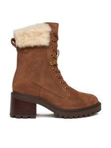 Tommy Hilfiger Trzewiki Th Shearling Lace Up Boot FW0FW08999 Brązowy. Brązowe buty zimowe TOMMY HILFIGER, ze skóry, bez obcasa, na słupku, bez zapięcia. Za 999,99 zł.
