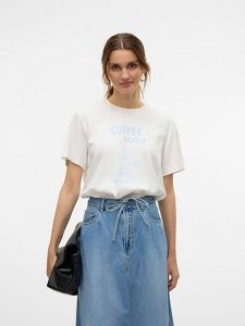 Vero Moda Koszulka w kolorze białym rozmiar: M. Białe bluzki Vero Moda, m, bez wzorów, z bawełny, bez kołnierzyka, bez ramiączek. Za 41,69 zł.