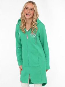 Zwillingsherz Bluza "Smile Happiness Laugh" w kolorze zielonym rozmiar: L/XL. Zielone bluzy Zwillingsherz, l, bez wzorów, bez kaptura. Za 281,10 zł.