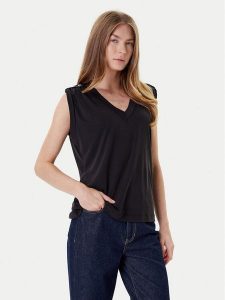 Guess Bluzka W5YP52 KCYW2 Czarny Regular Fit. Czarne bluzki Guess, xl, z aplikacjami, z syntetyku, bez kołnierzyka, bez ramiączek. Za 139,99 zł.