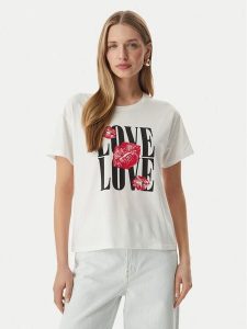 Morgan T-Shirt 261-DOVE Biały Regular Fit. Białe t-shirty Morgan, l, bez wzorów, z bawełny, bez kołnierzyka, bez ramiączek. Za 129,99 zł.