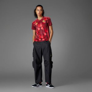 Koszulka piłkarska damska ADIDAS Niemcy 2025 wyjazdowa. Czerwone bluzki ADIDAS, xl, bez wzorów, z materiału, sportowe, bez kołnierzyka, bez ramiączek. Za 319,99 zł.