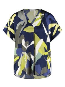 Gerry Weber Bluzka w kolorze granatowo-zielonym rozmiar: 42. Niebieskie bluzki Gerry Weber, s, bez wzorów, z wiskozy, klasyczne, bez kołnierzyka, bez ramiączek. Za 122,96 zł.