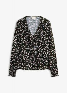 Tunika z delikatnej mieszanki wiskozy. Czarne tuniki bonprix, bez wzorów, z wiskozy, eleganckie, bez kołnierzyka, bez ramiączek. Za 47,99 zł.