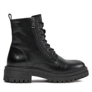 Trapery Geox. Czarne buty zimowe Geox, bez obcasa, bez zapięcia. Za 589,99 zł.