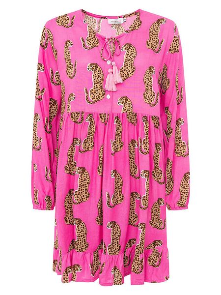 Zwillingsherz Sukienka "Lovely Leopard" w kolorze różowym rozmiar: L/XL. Różowe sukienki Zwillingsherz, na co dzień, l, bez wzorów, z wiskozy, bez kołnierzyka, bez ramiączek, midi, proste. Za 188,85 zł.