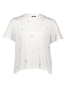 Vero Moda Koszulka w kolorze białym rozmiar: M. Białe bluzki Vero Moda, m, bez wzorów, z bawełny, bez kołnierzyka, bez ramiączek. Za 57,06 zł.