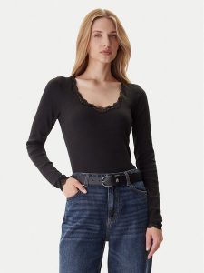 Tommy Hilfiger Bluzka UW0UW06071 Czarny Slim Fit. Czarne bluzki TOMMY HILFIGER, xl, bez wzorów, z bawełny, bez kołnierzyka, bez ramiączek. Za 209,99 zł.