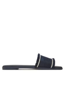 Tommy Hilfiger Klapki Fringe Canvas Flat Sandal FW0FW08908 Granatowy. Niebieskie klapki TOMMY HILFIGER, bez wzorów, z materiału, bez obcasa. Za 249,99 zł.