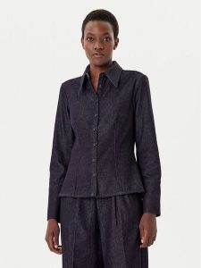 French Connection Koszula 72ZDH Granatowy Regular Fit. Niebieskie koszule French Connection, bez wzorów, z jeansu, bez kołnierzyka, bez ramiączek. Za 399,99 zł.